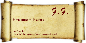 Frommer Fanni névjegykártya